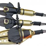 gold and black power tool fire apparatus
